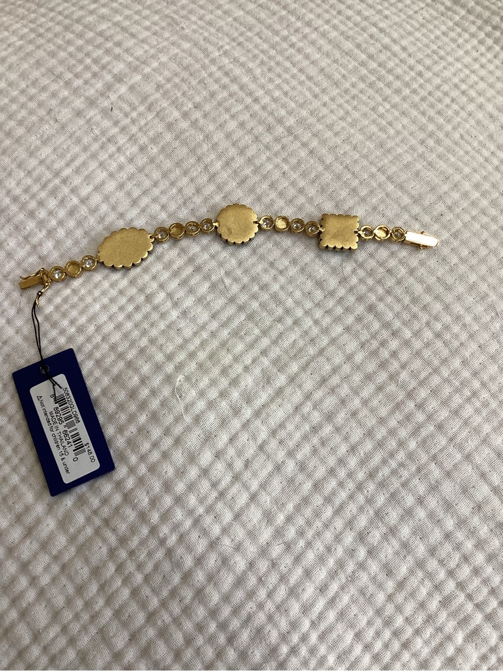 Kurt Geiger Gold Tone Bracelet with Pink, Turquoise & Green Stones NWT - Picture 5 of 6